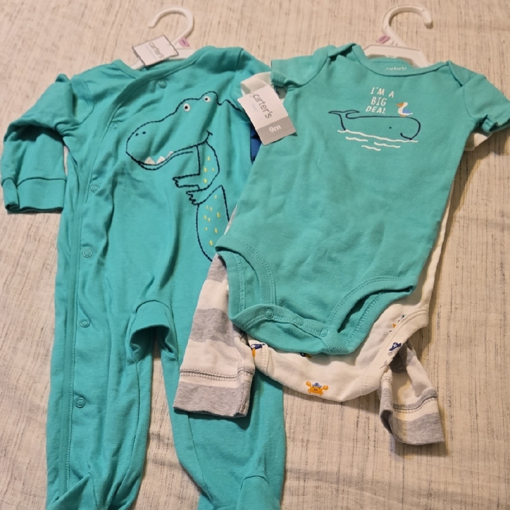 4 For 1 Baby Boy 9m Pajamas And Onesies With Matching Pants Set